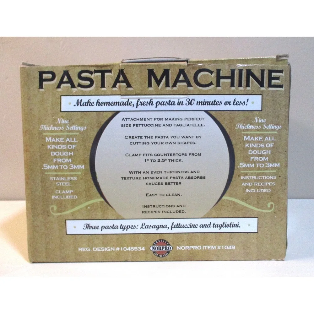 Norpro 1049 Stainless Steel Pasta Machine Manual Roller Cutter Set Used in Box